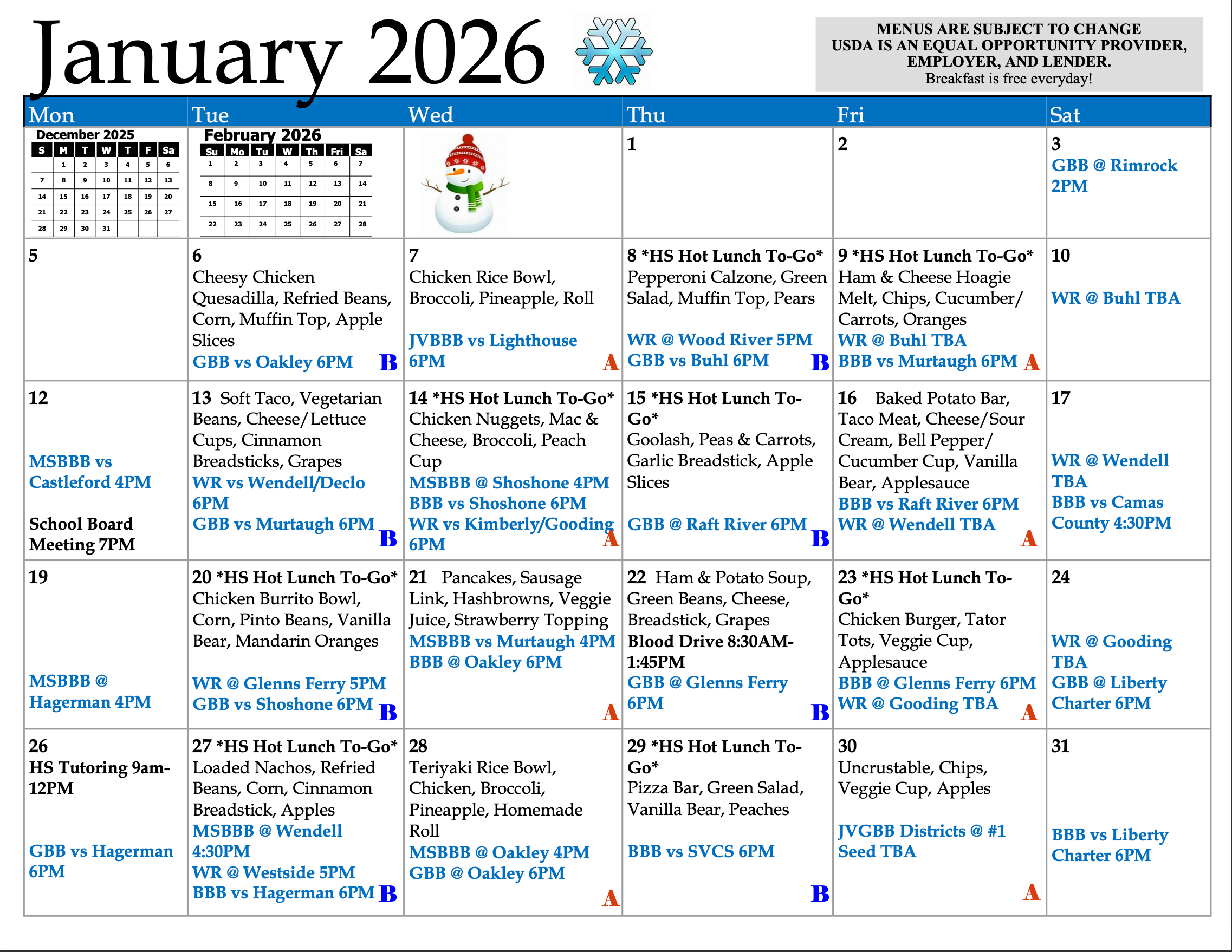 January Calendar