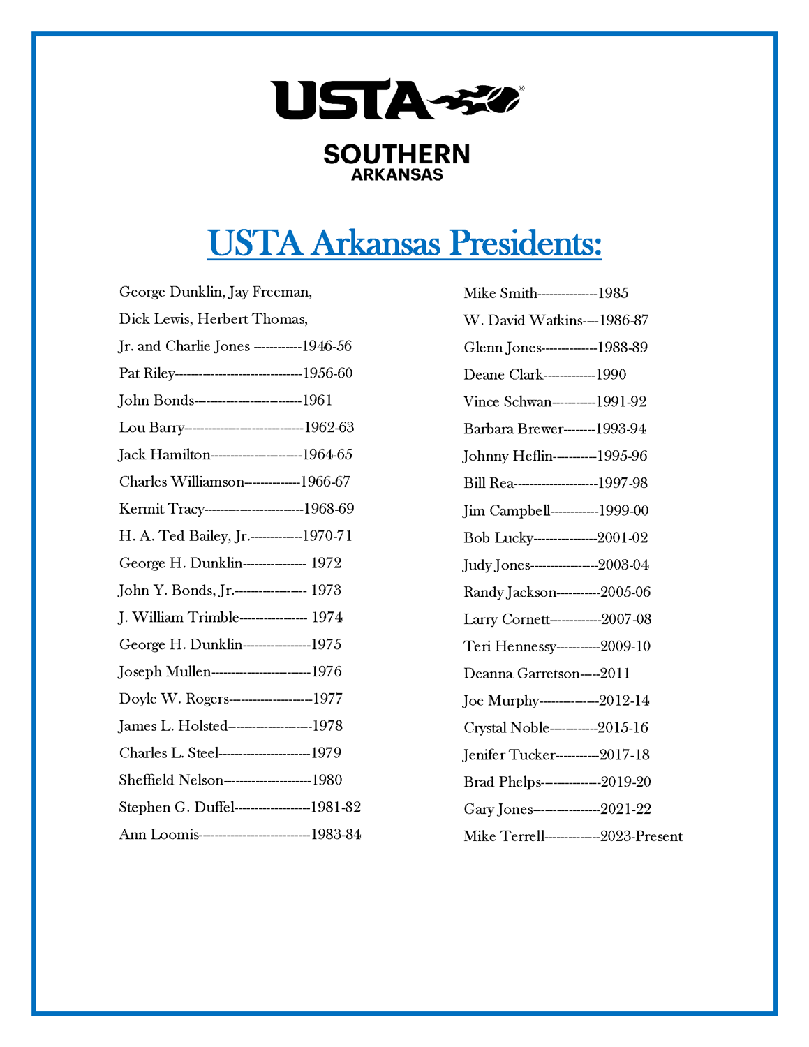 ATA Presidents Listed