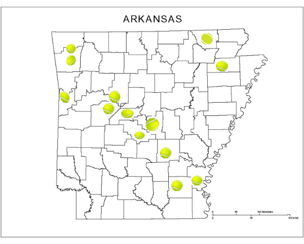 Arkansas Tennis Map