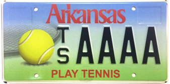 Arkansas Tennis Specialty License Plates