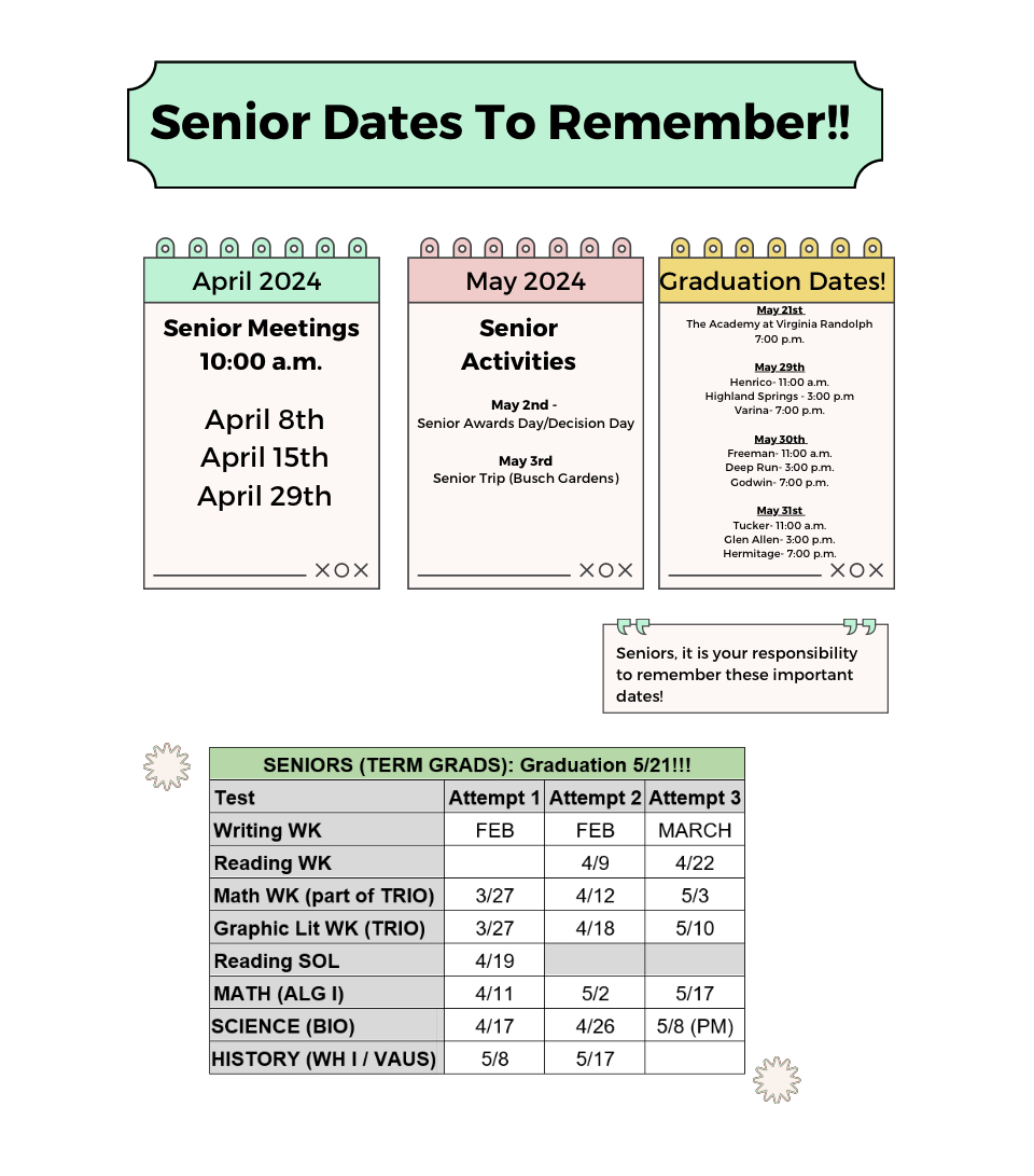 Senior Dates to Remember