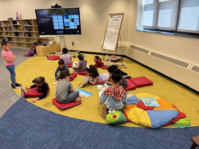 Students reading in the library