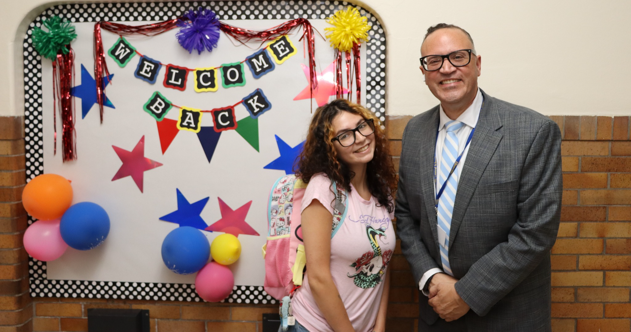 Principal Pabon and a student