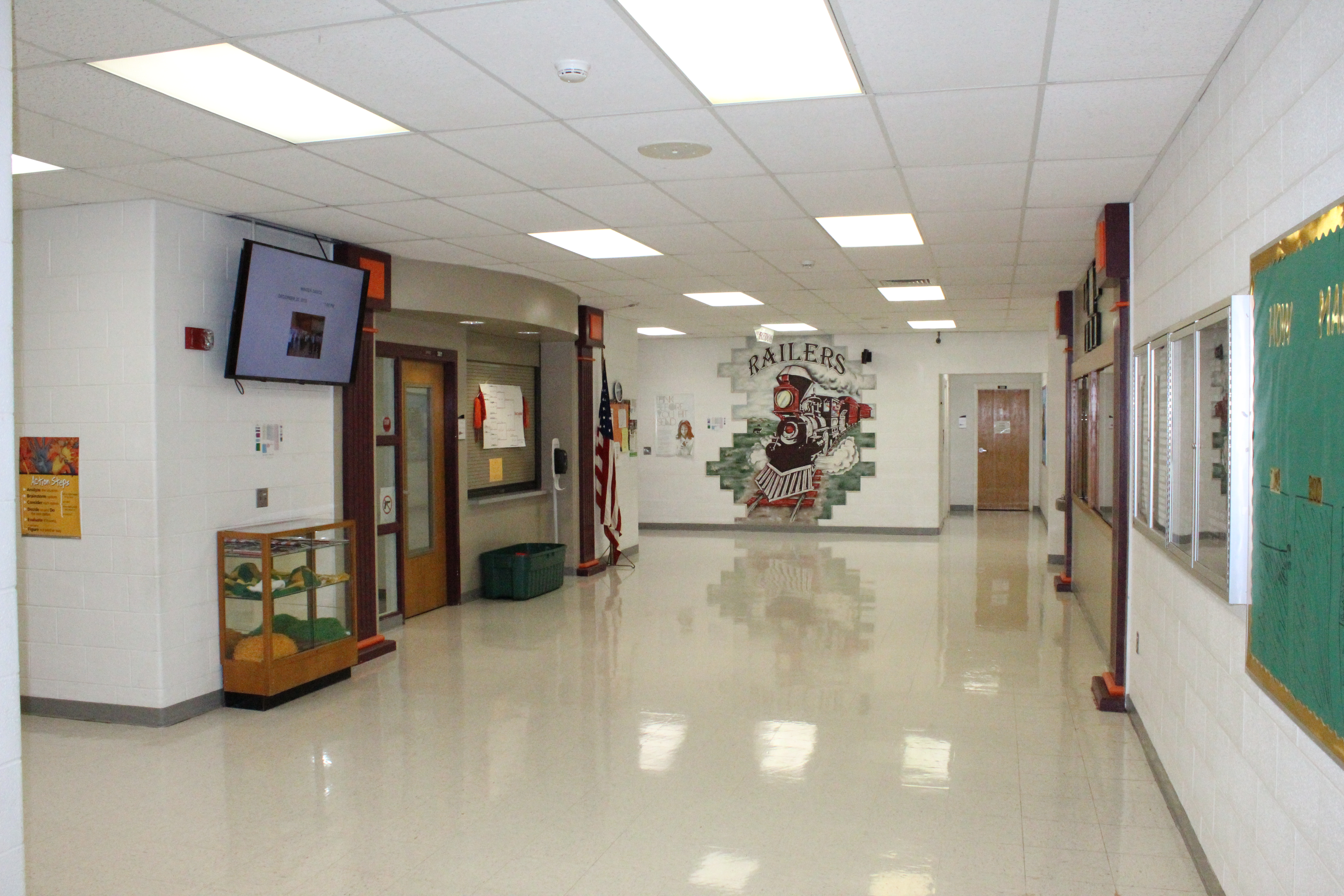 A hallway insisde Herington Middle School.