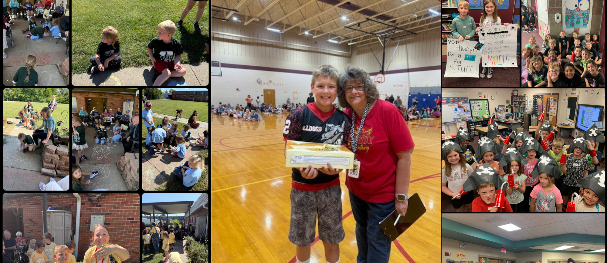 Pictures of AES students and staff during field trips, activities and recognitions