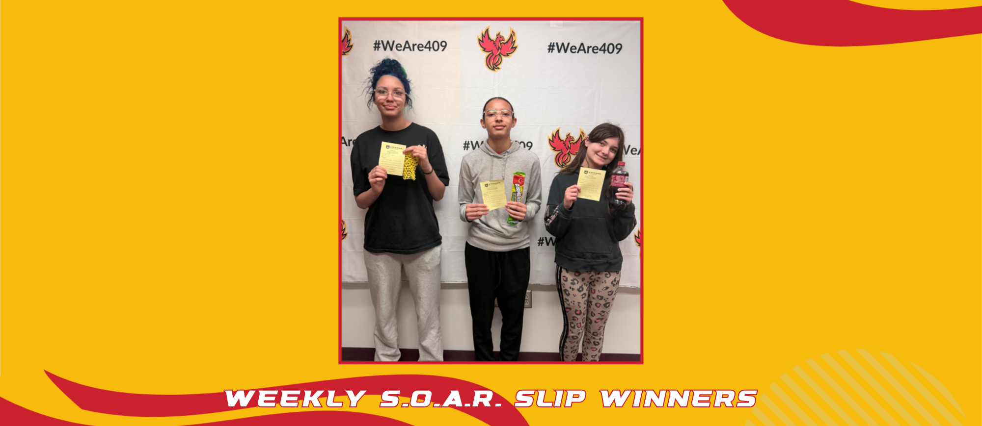 Photo of weekly S.O.A.R. Slip Winners from the week ending March 27.