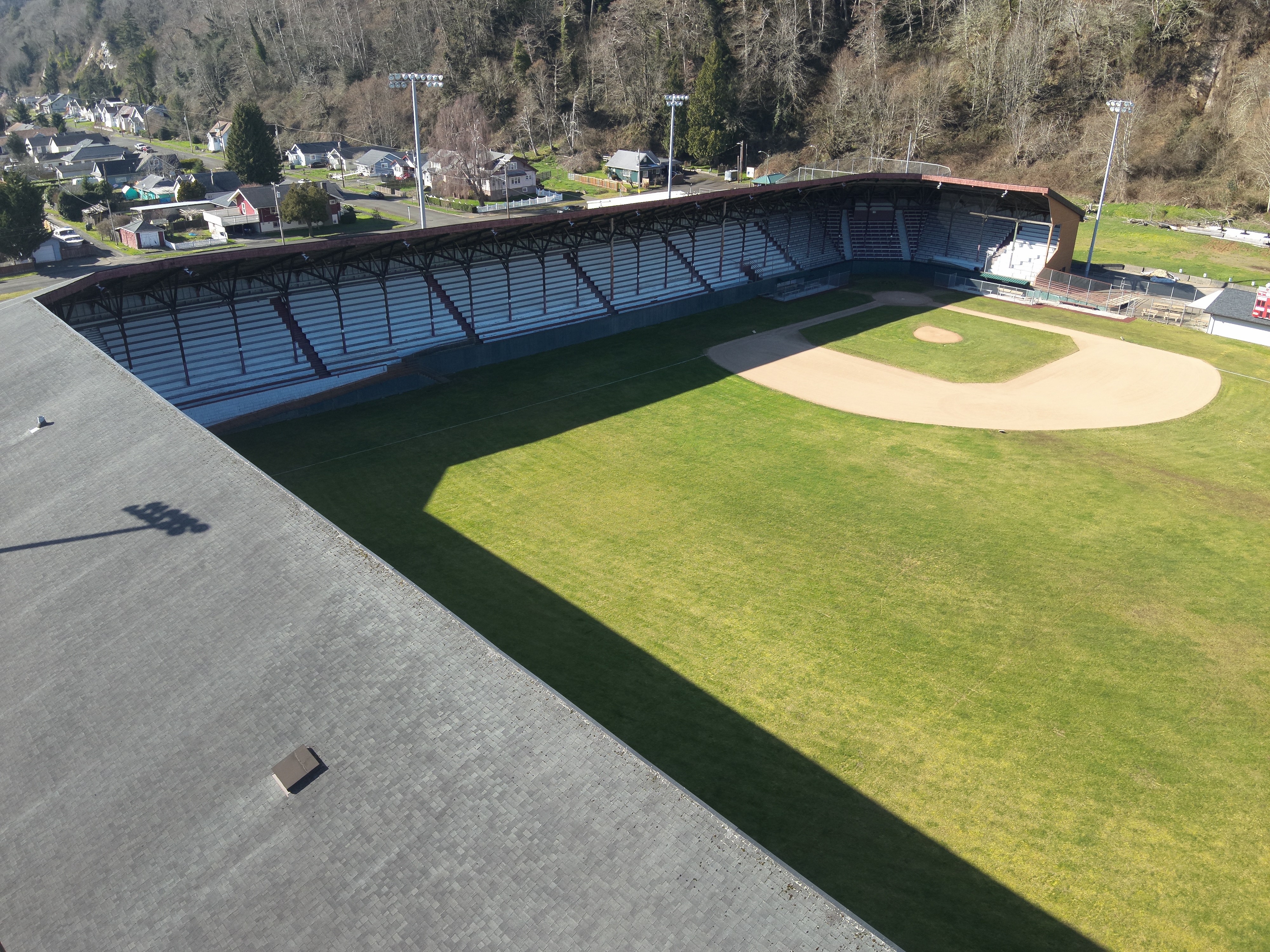 aerial drone view of the stadium