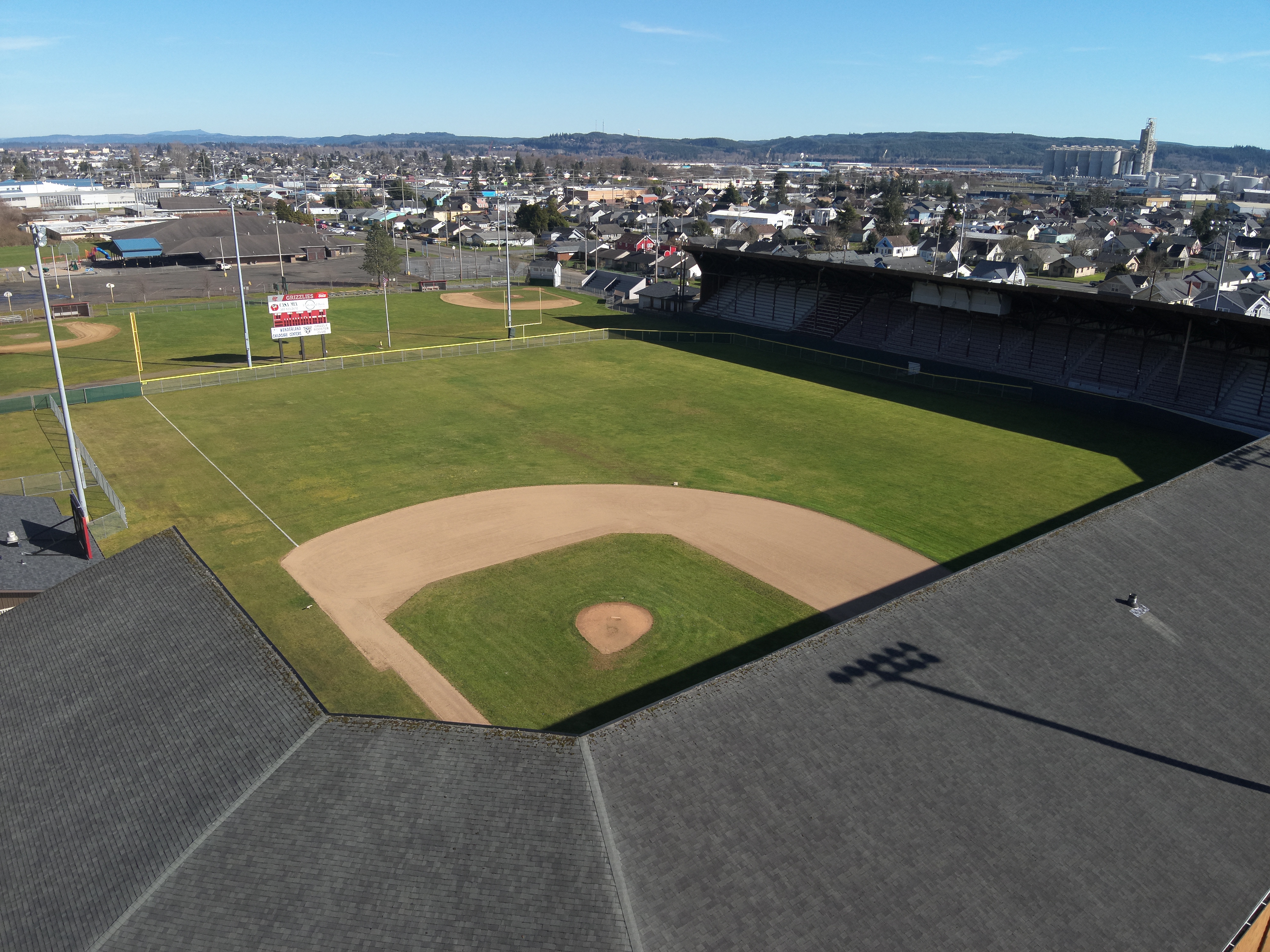 aerial drone view of the stadium