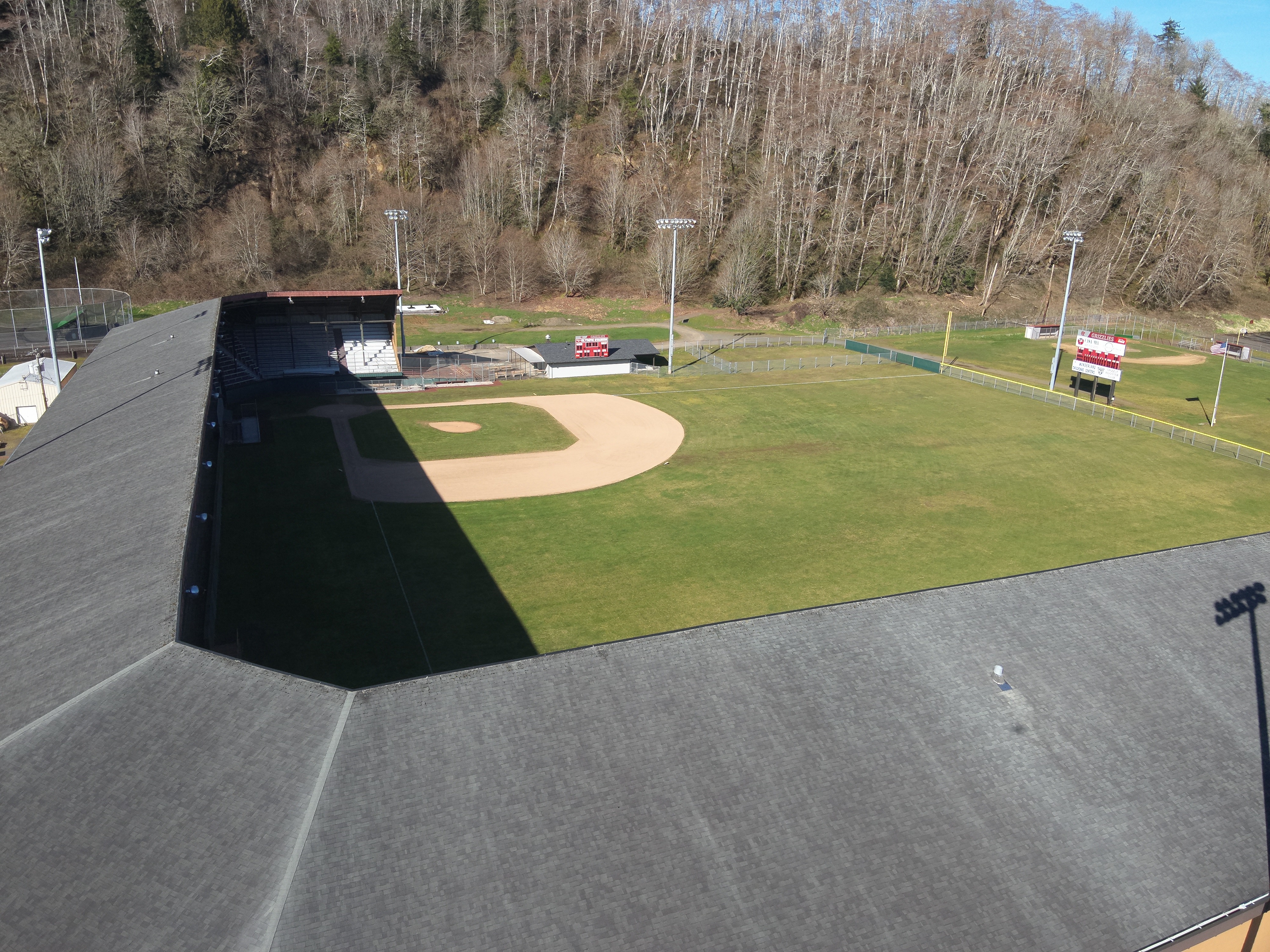 aerial drone view of the stadium