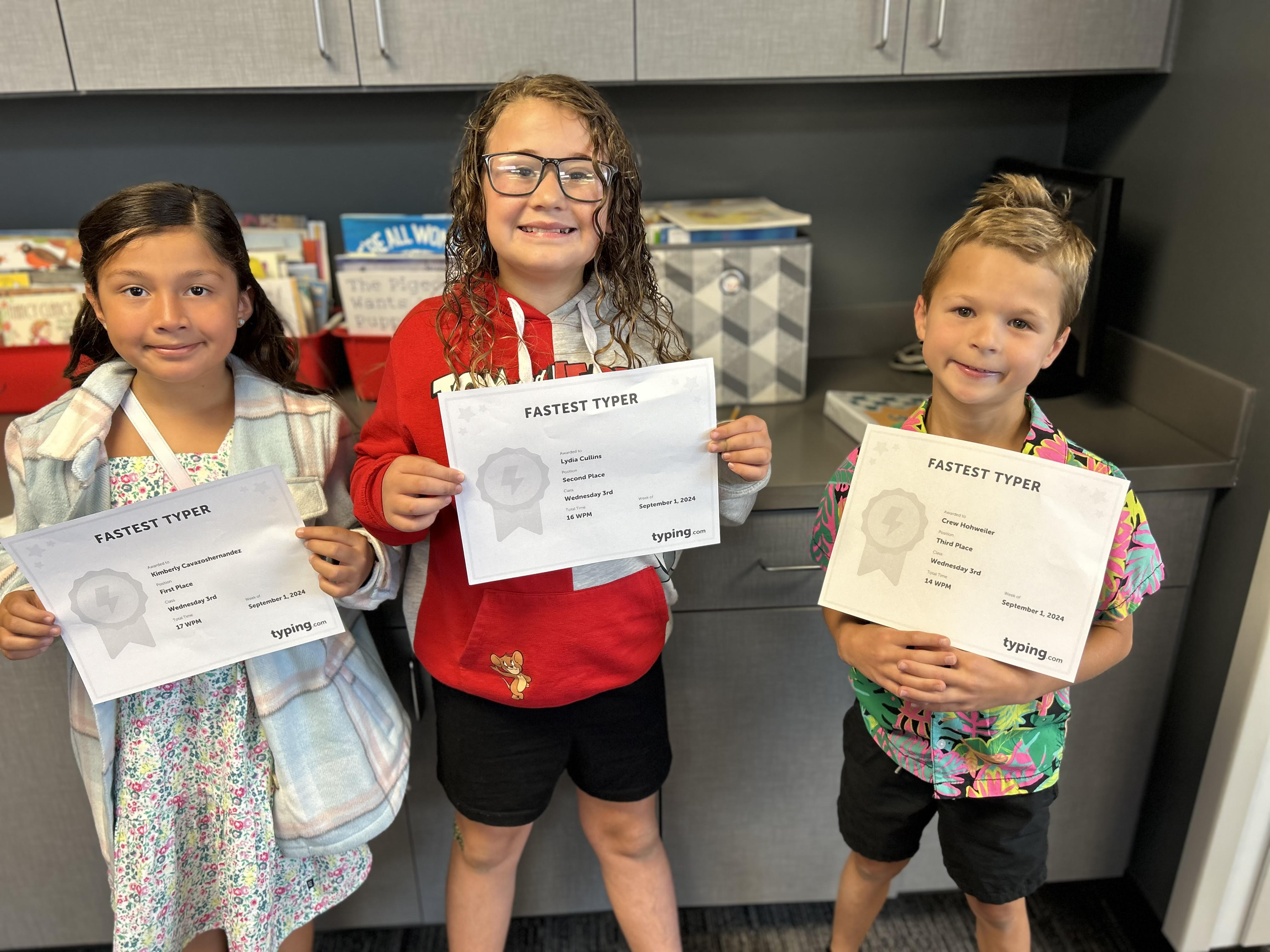 3rd grade typing awards