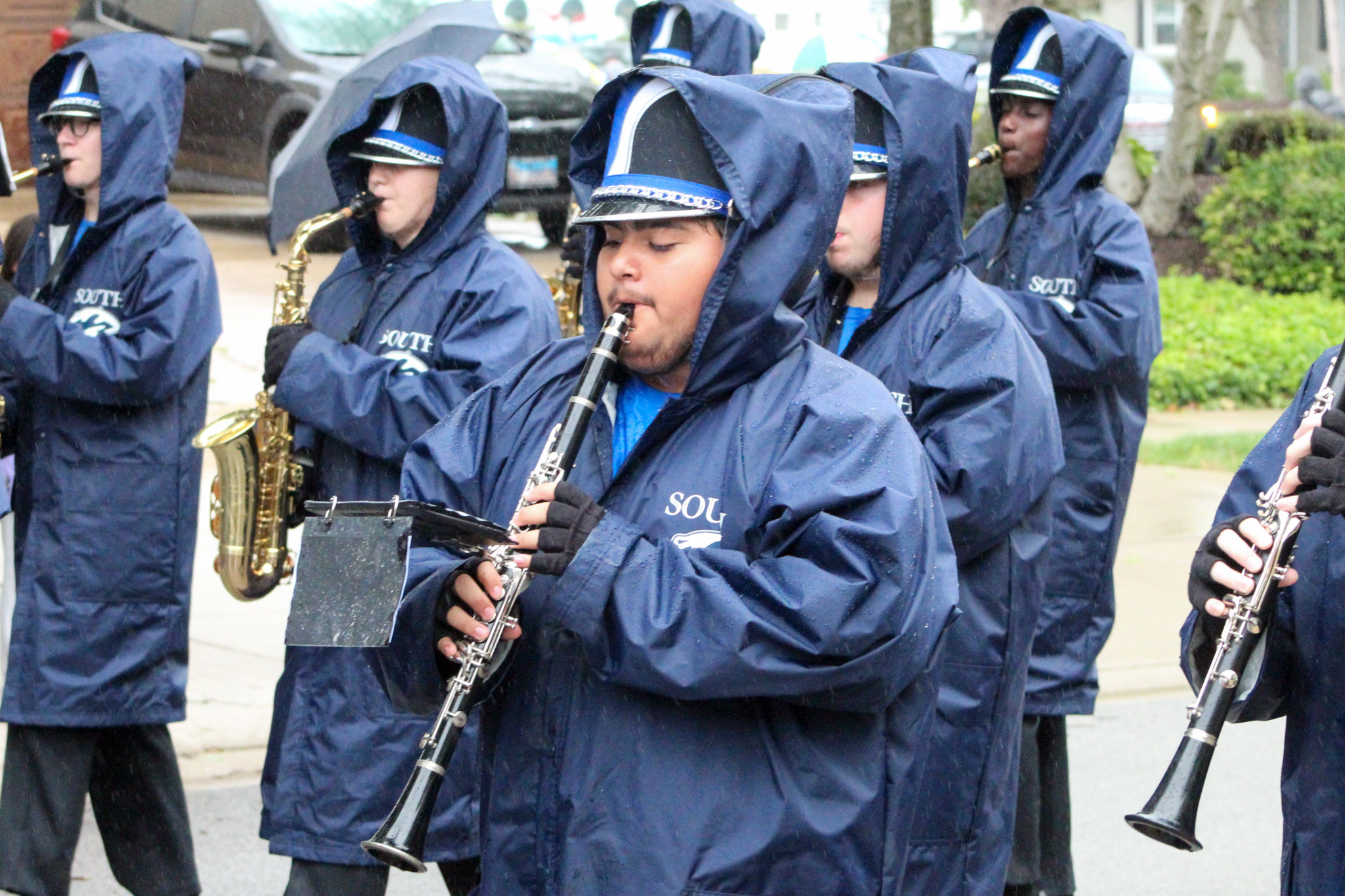 Plainfield South High School band marching