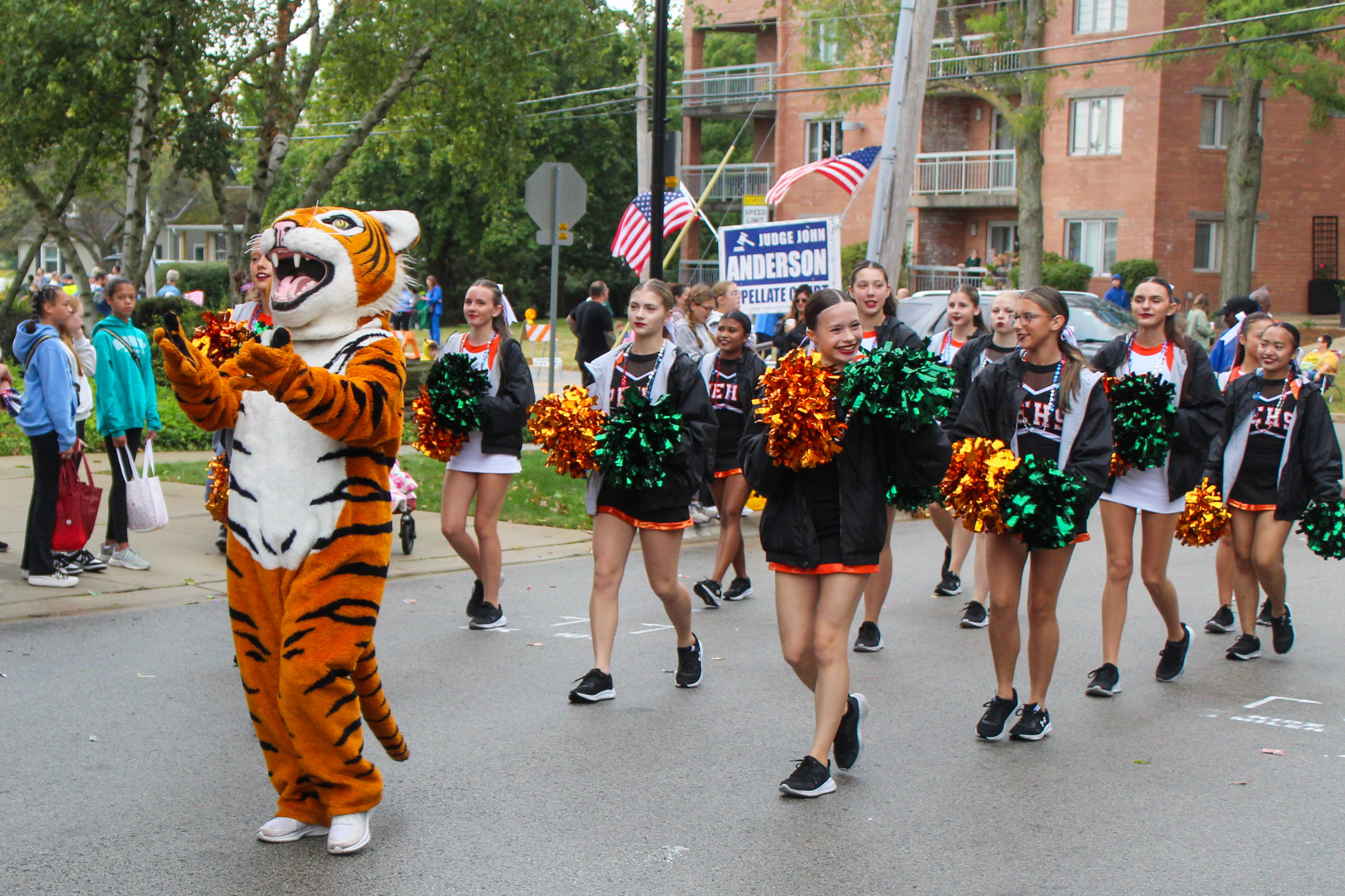 Plainfield East High School varsity cheerleaders