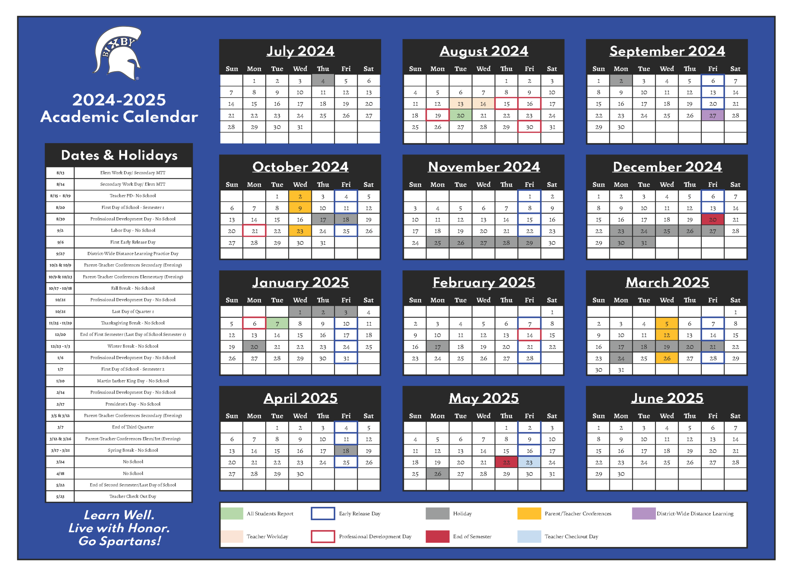 Bixby Public Schools Calendar 2025-26