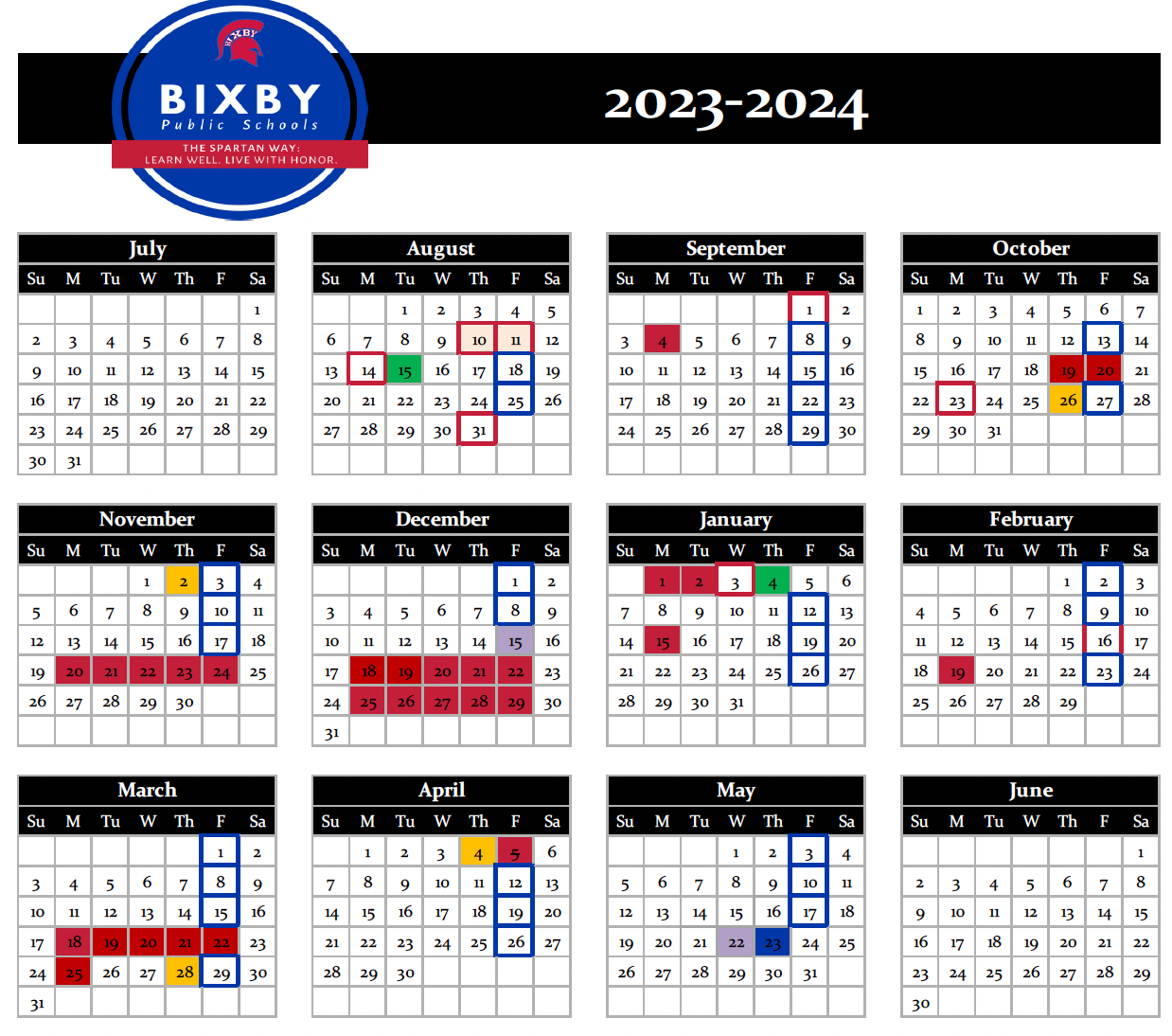  DISTRICT CALENDARS Bixby Public Schools