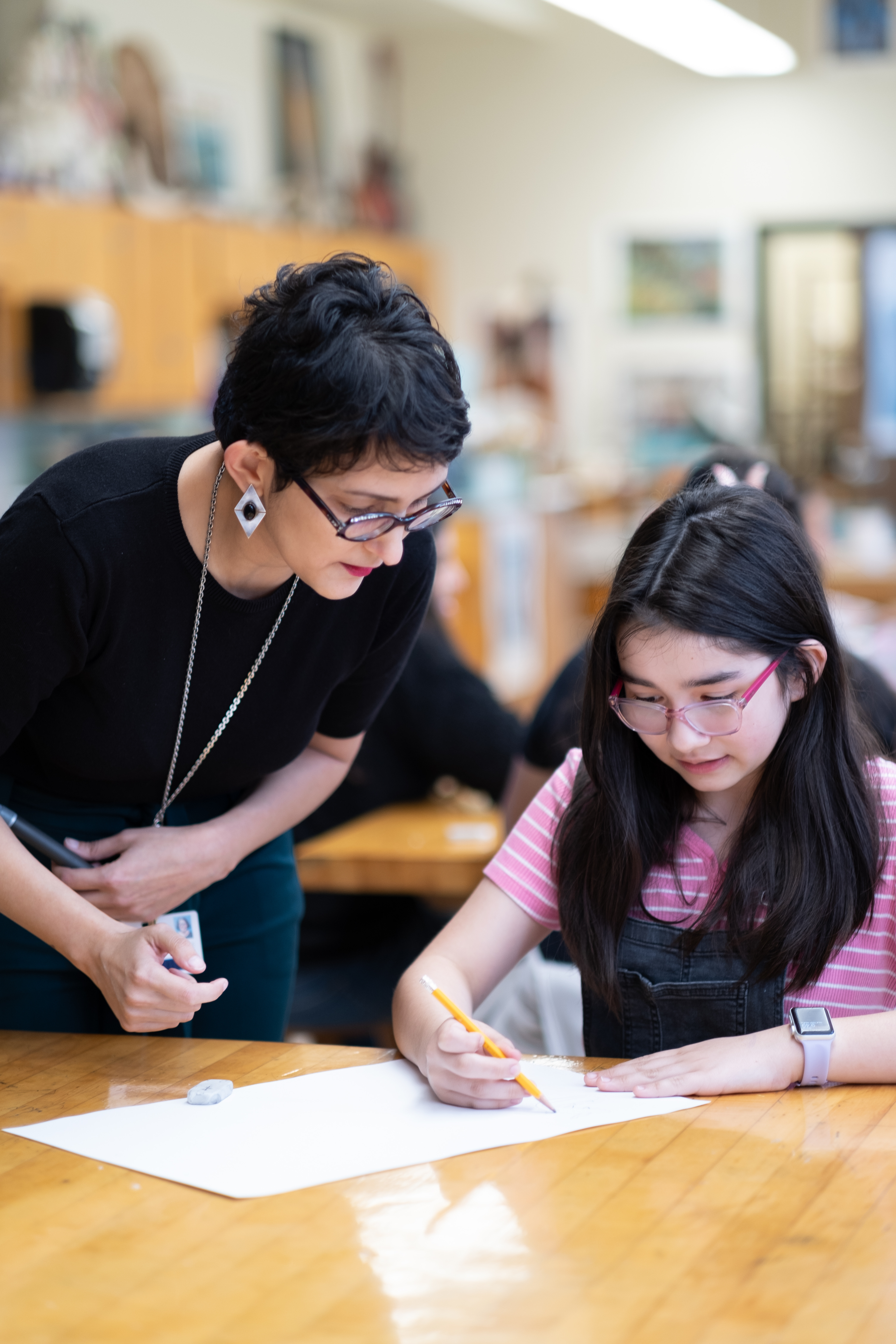 teacher and student in class
