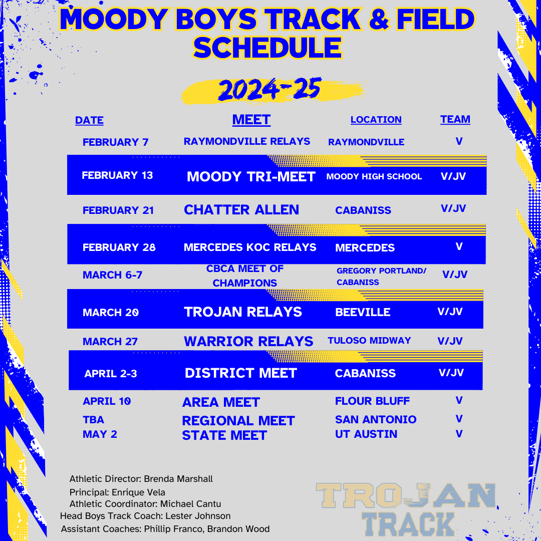 2024-25 BOYS TRACK SCHEDULE