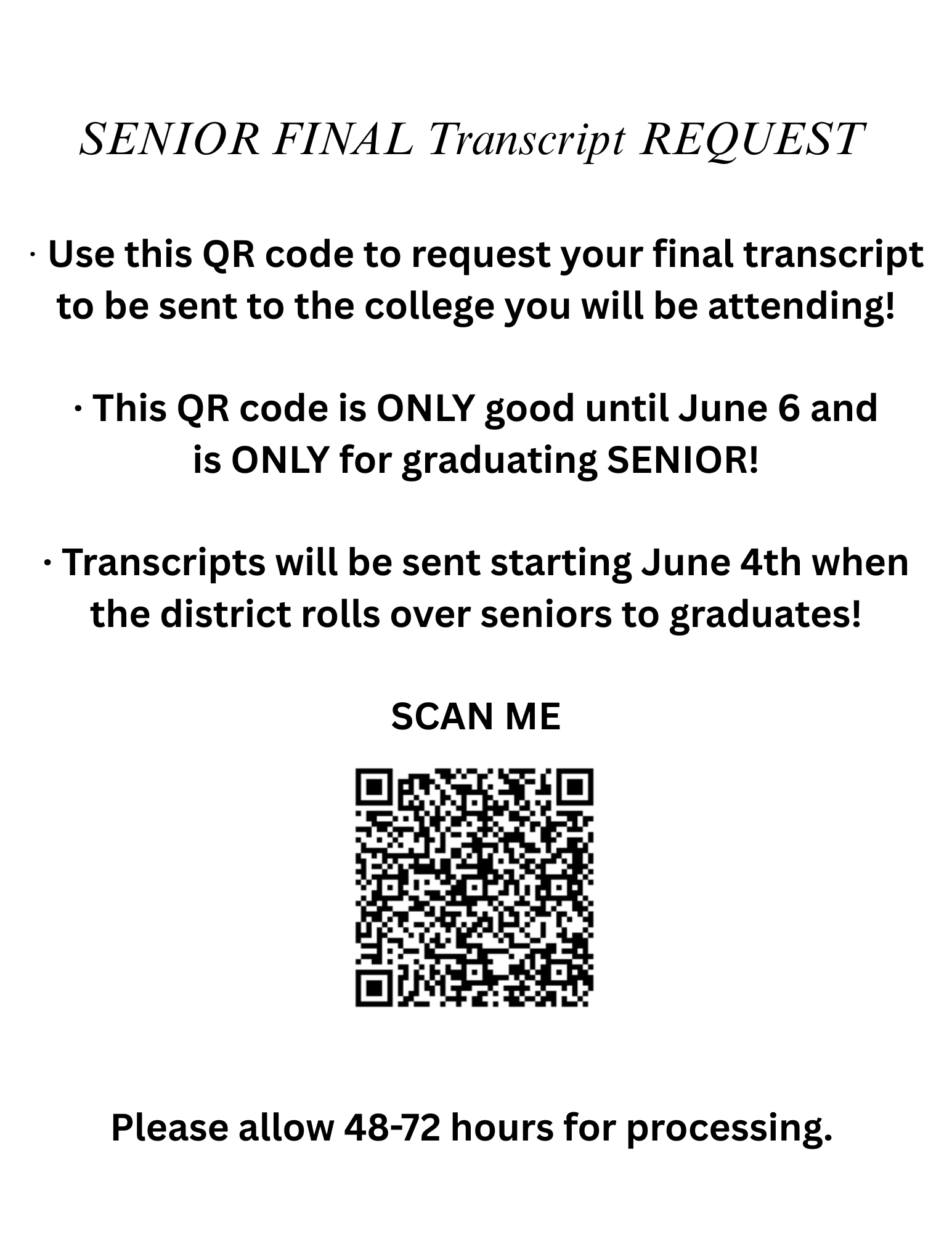 Sr Final Transcript Request