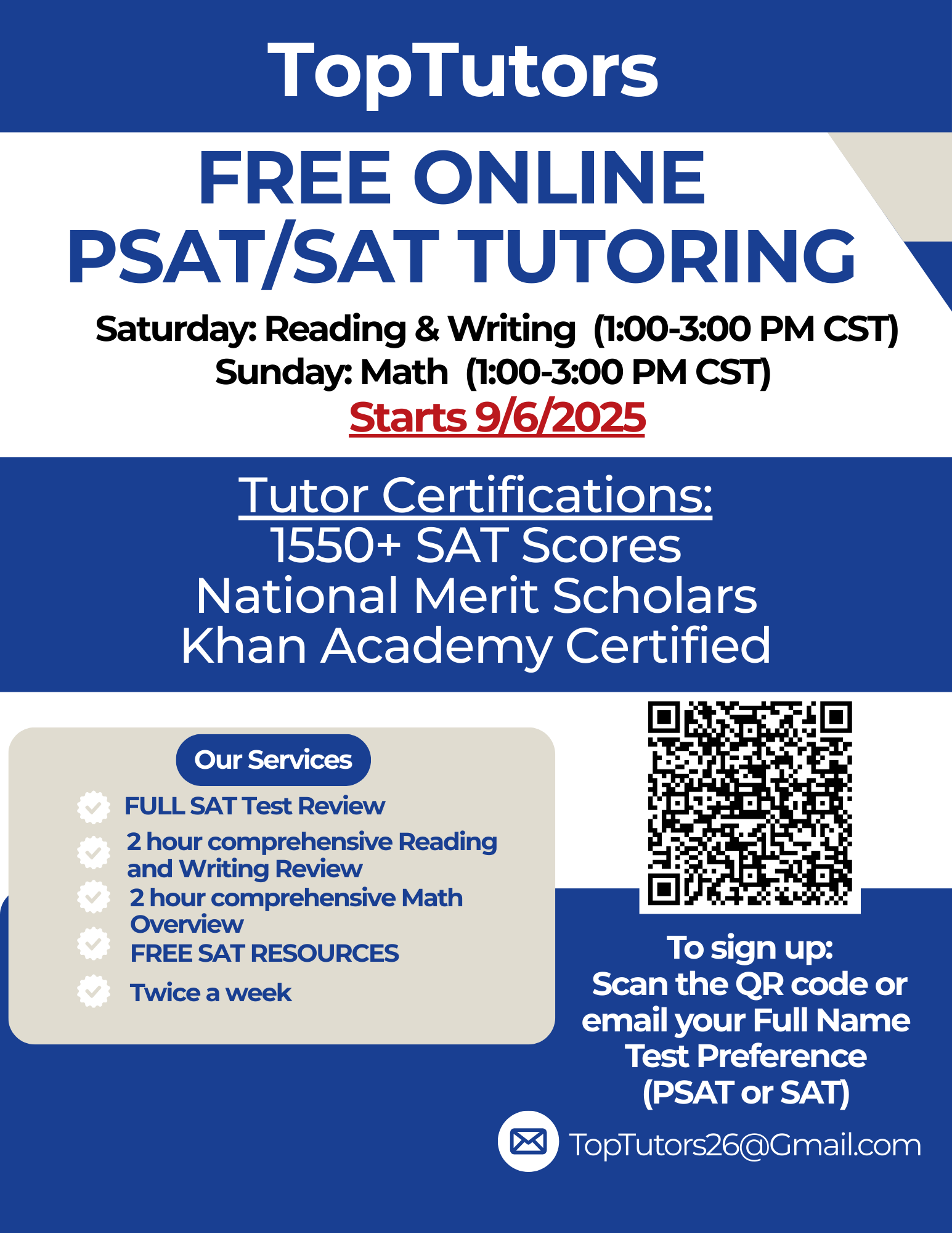 Free PSAT SAT Tutoring