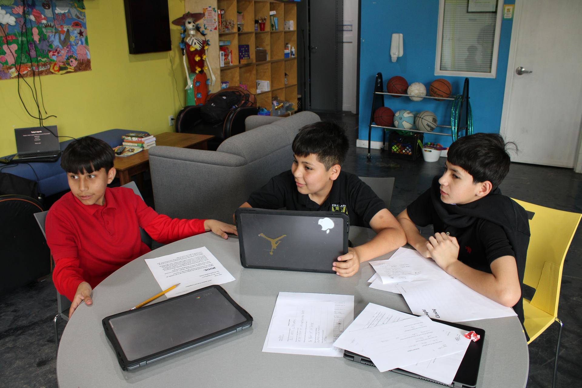 Students working together at a table 