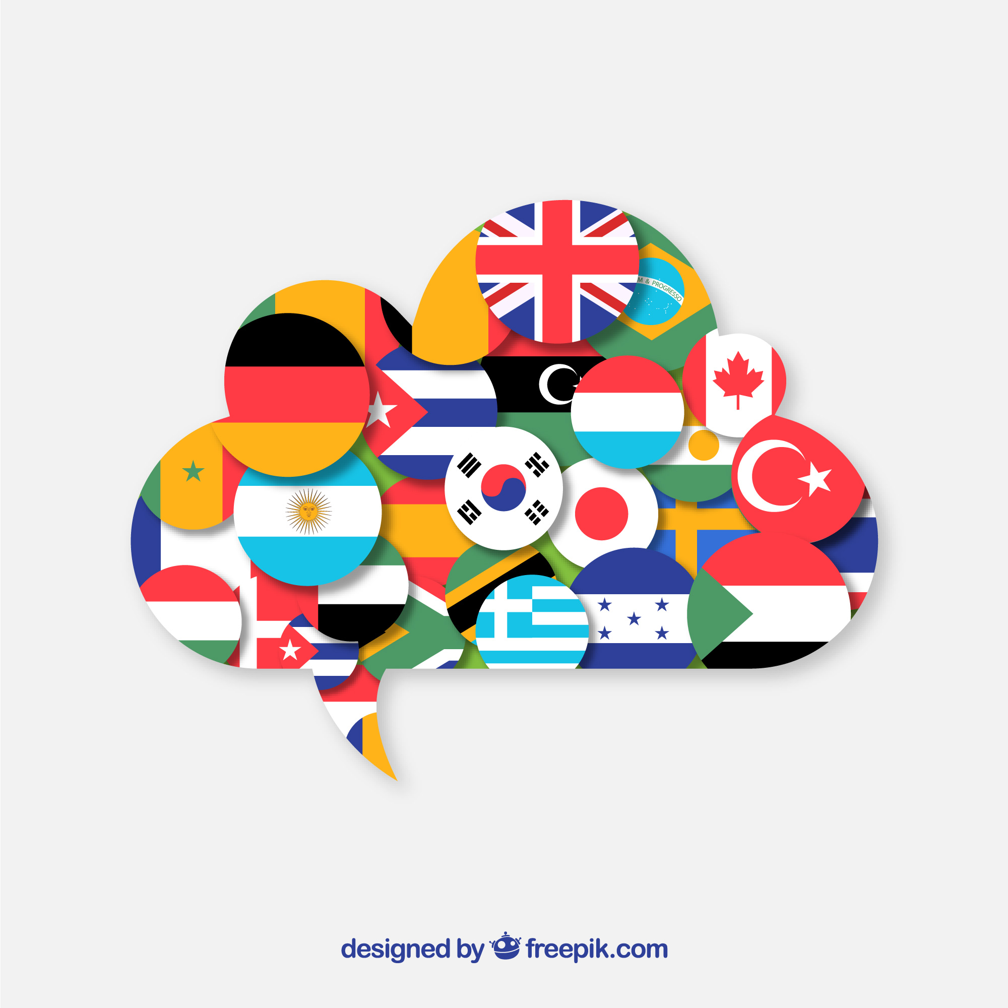 Speech Bubble with flags - Image by Freepik