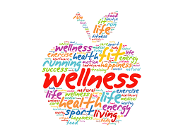wellness collage of words (fitness, health, well-being, etc)