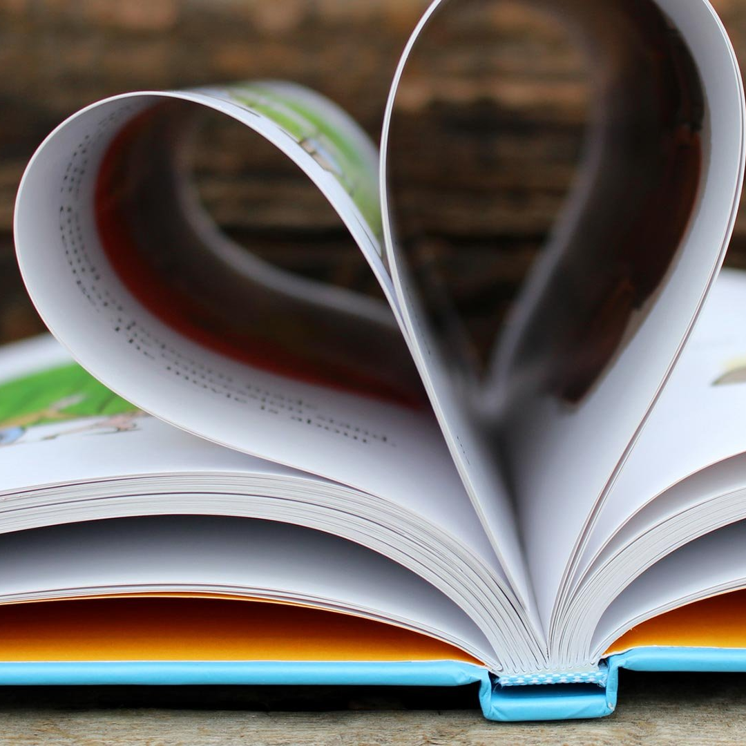 Book pages in shape of heart
