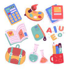 elementary clipart, book, backpack, pencils, notebooks