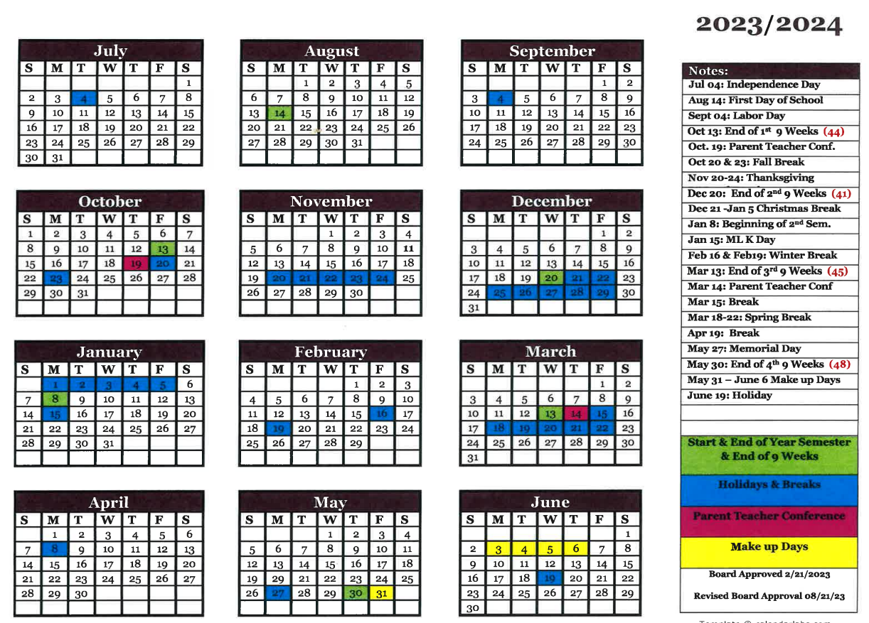 District Calendar | Foreman Public Schools