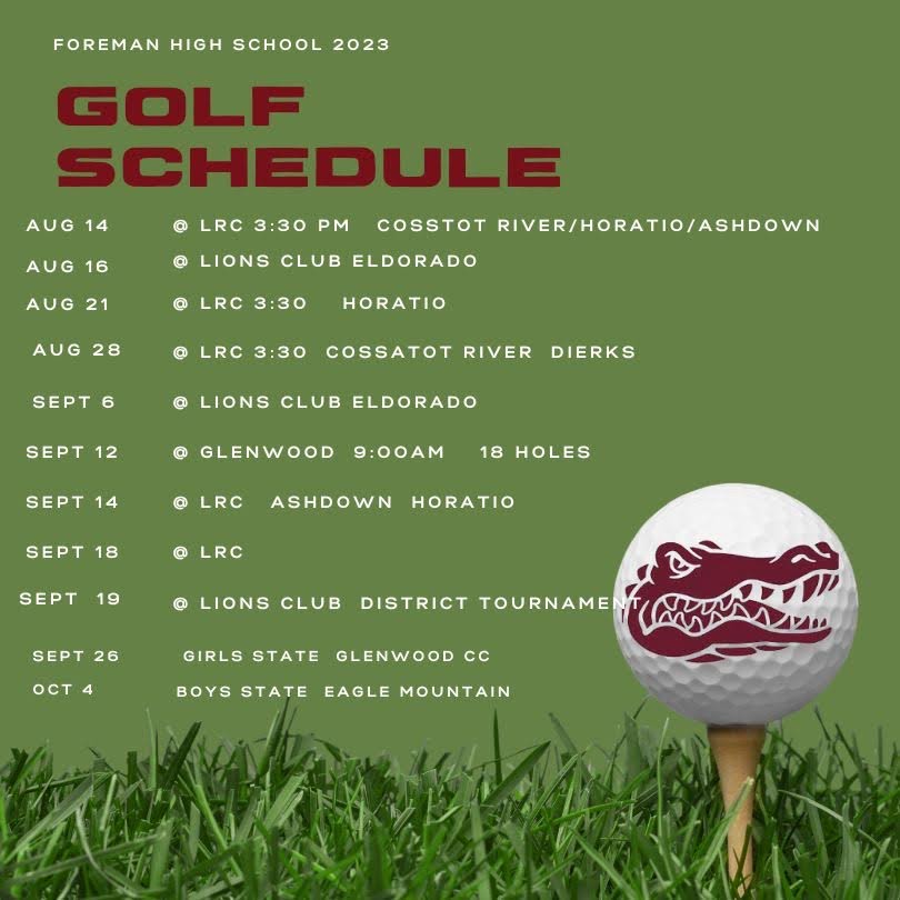 Golf Schedule Foreman Public Schools