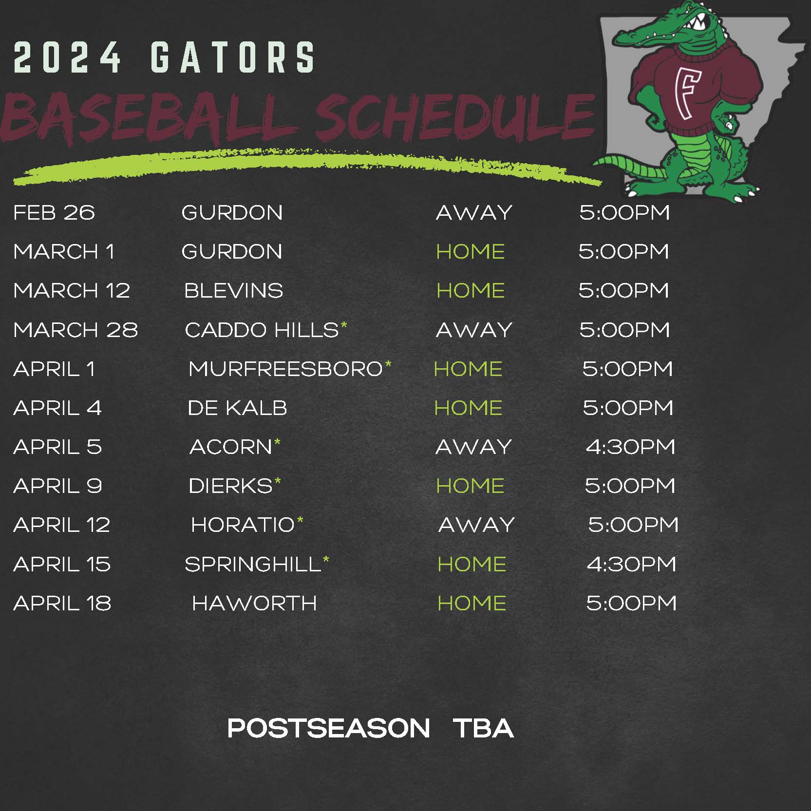 Gator Baseball Schedule