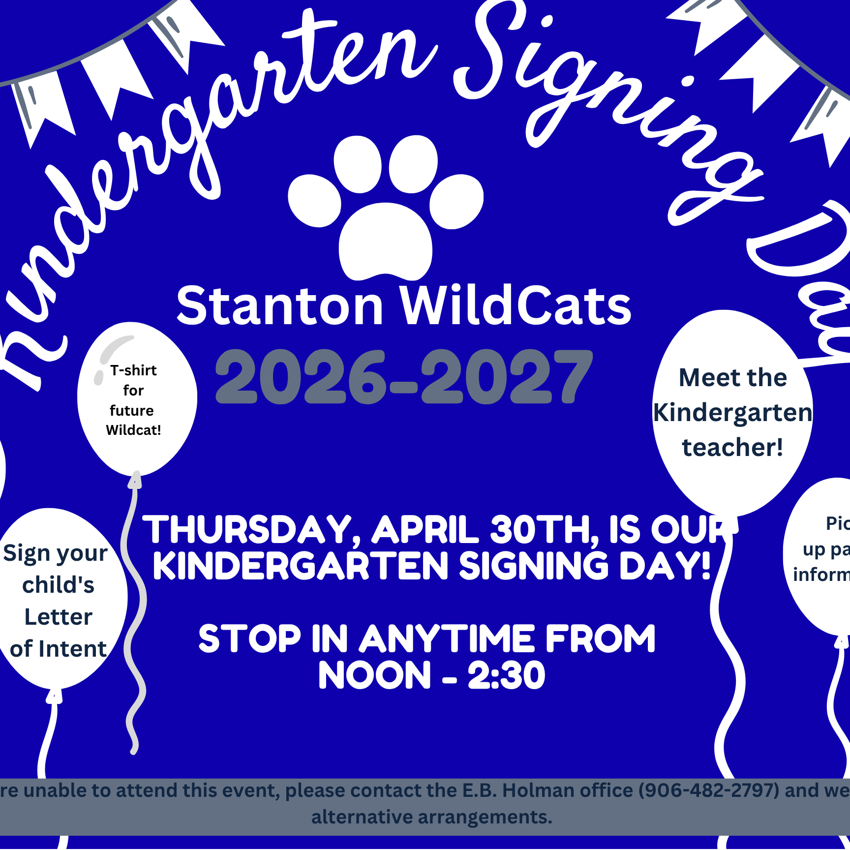 Kindergarten Signing is Thursday, April 30th!