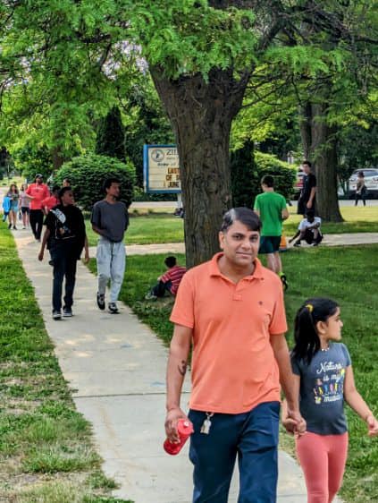 parent walking to school