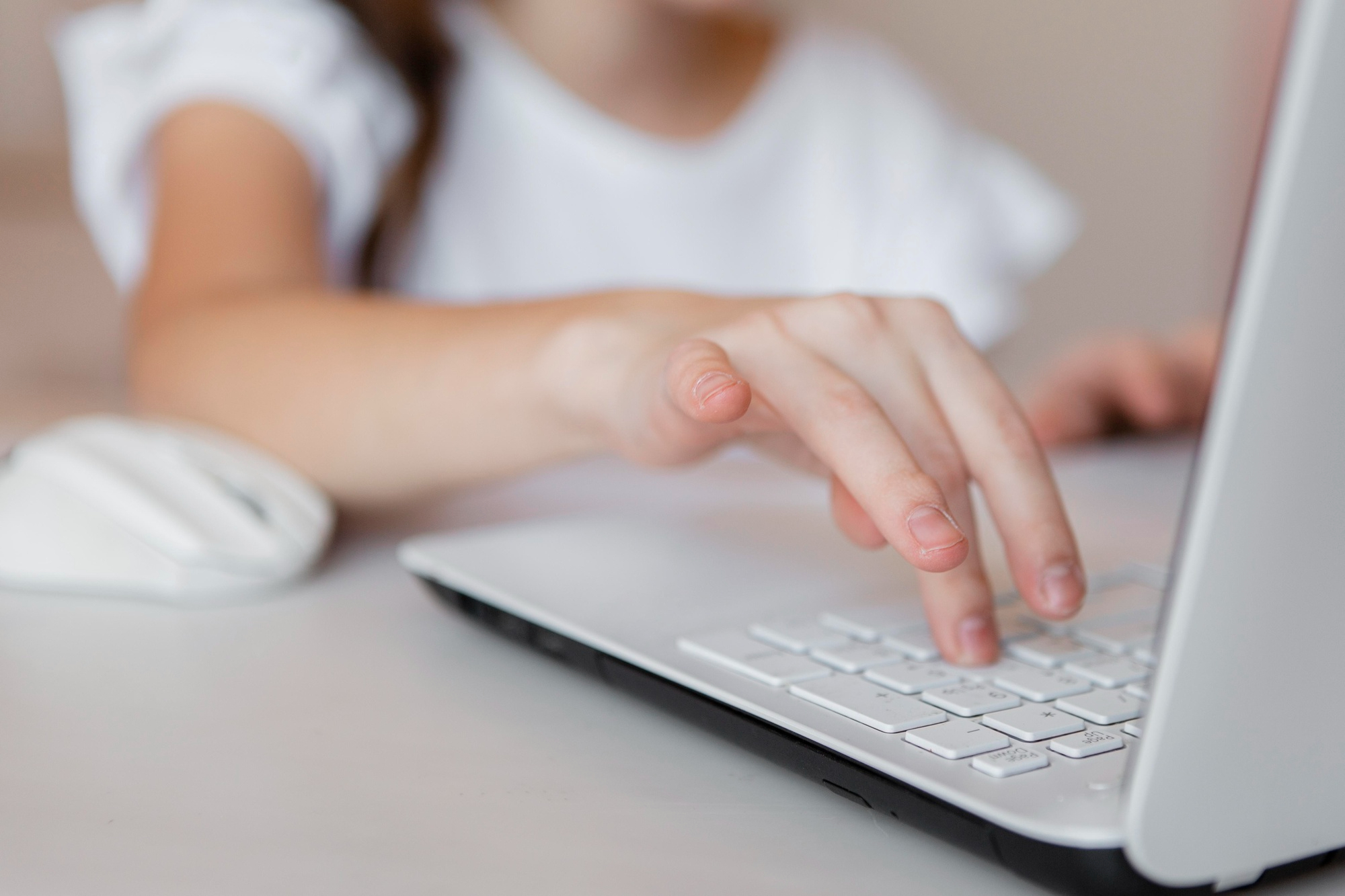 Student using a laptop