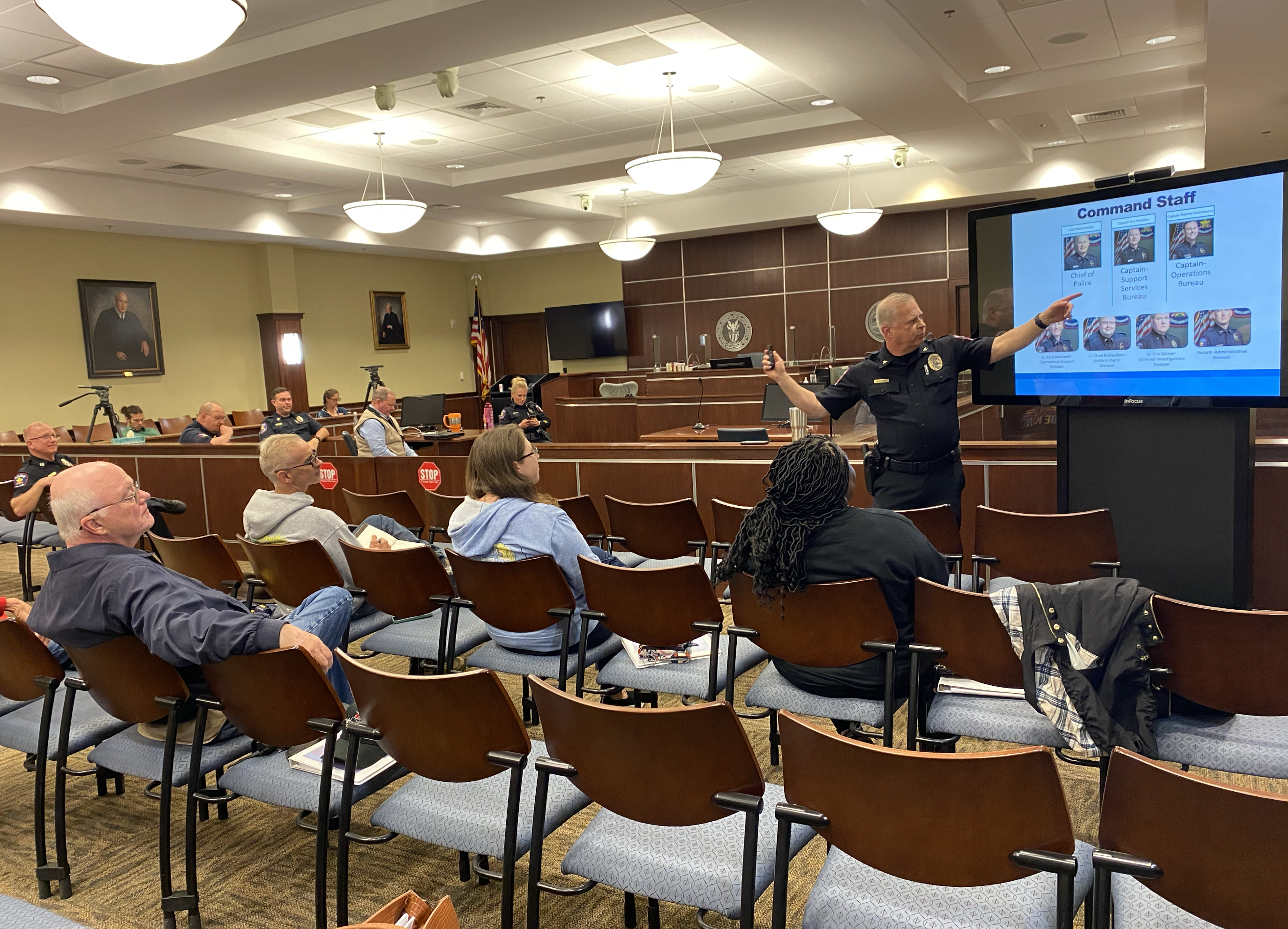 police chief teaching class in court room