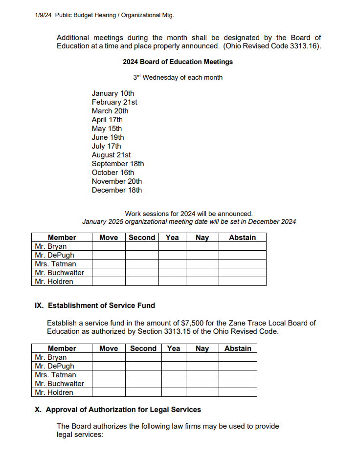 School Board News Zane Trace Local Schools