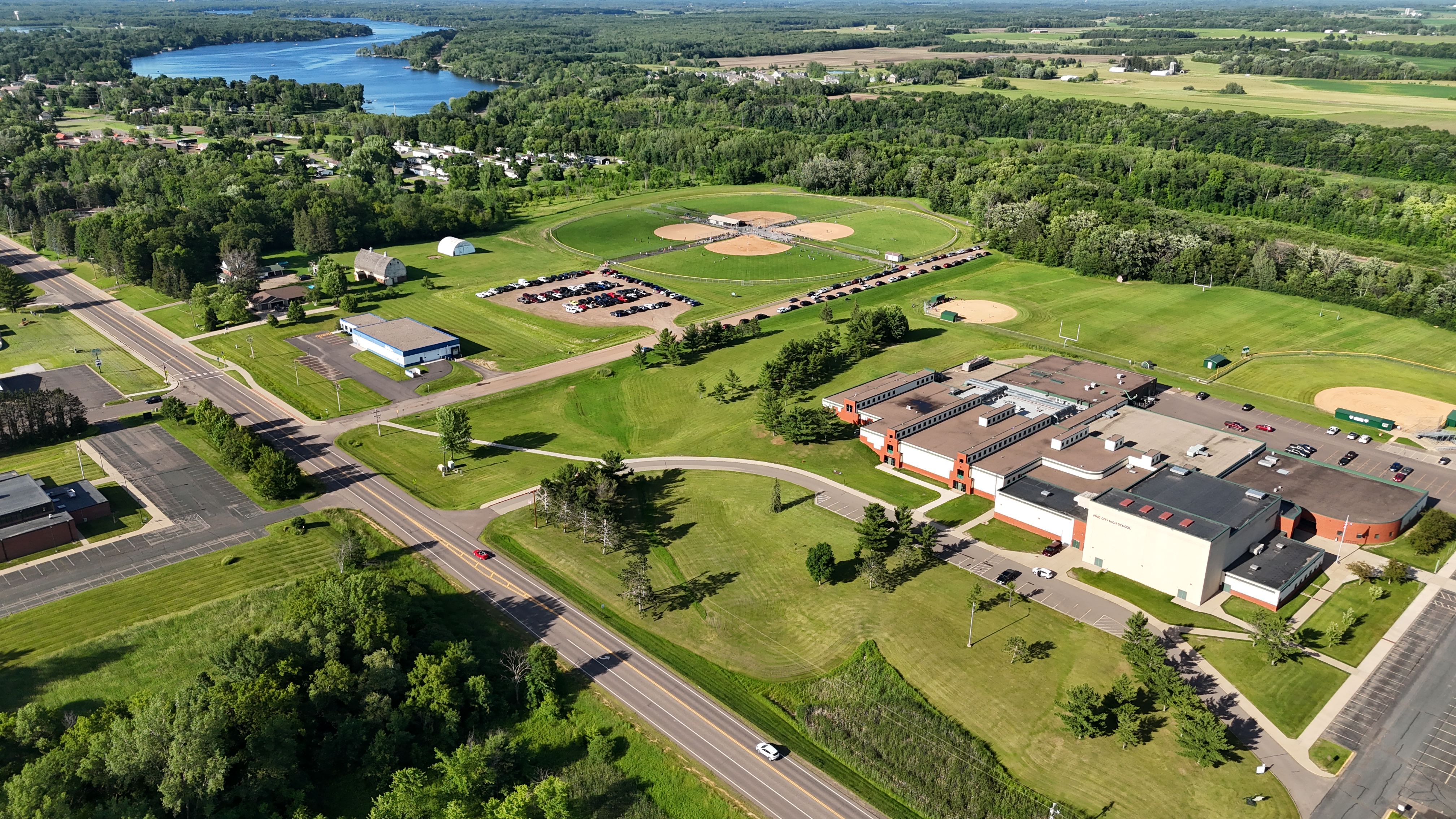 Aerial view of Pine City High School property