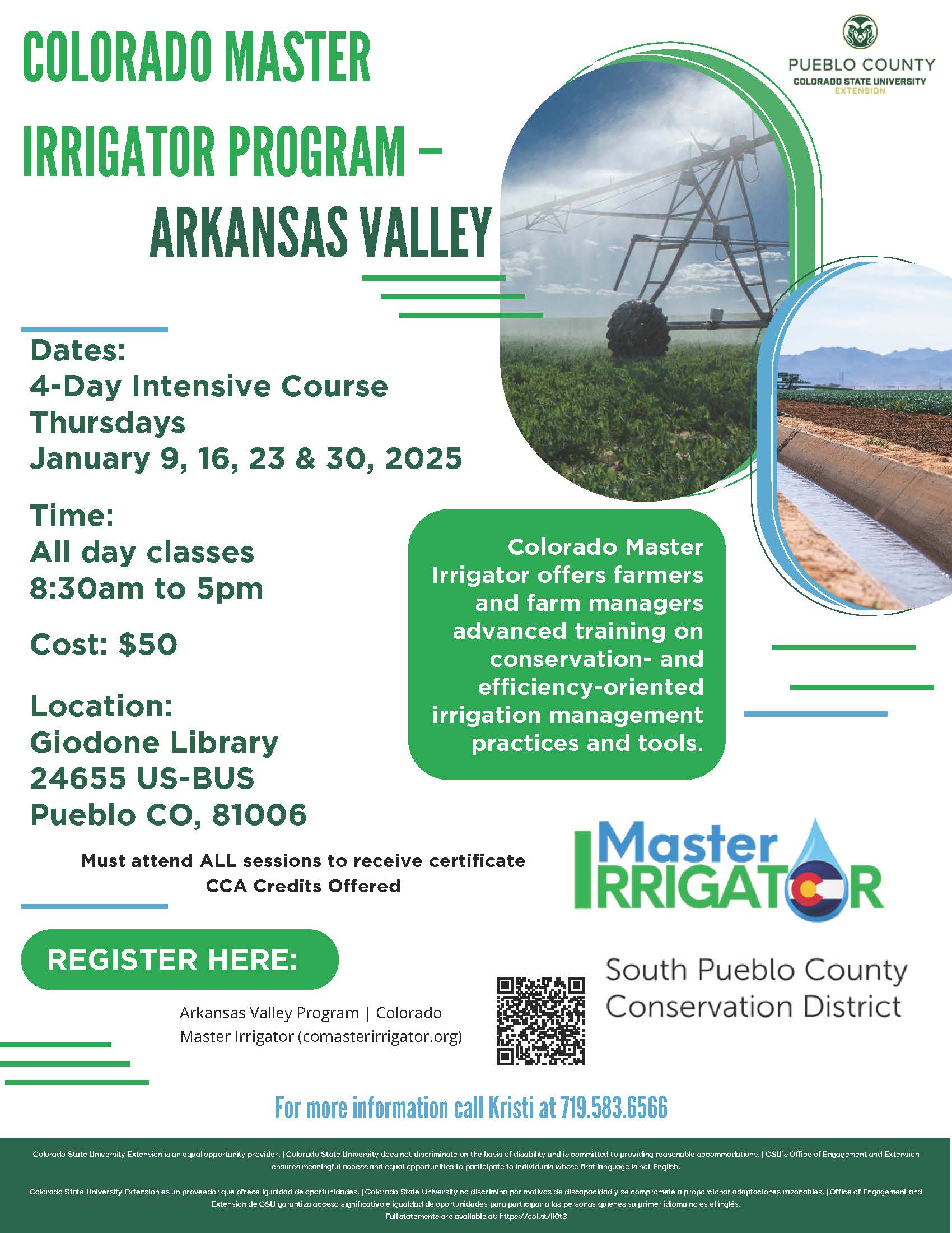 Colorado Master Irrigator Arkansas Valley program flyer