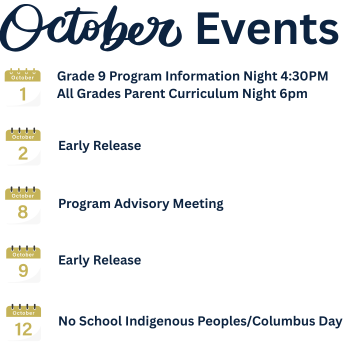 Calendar of Important Events for October