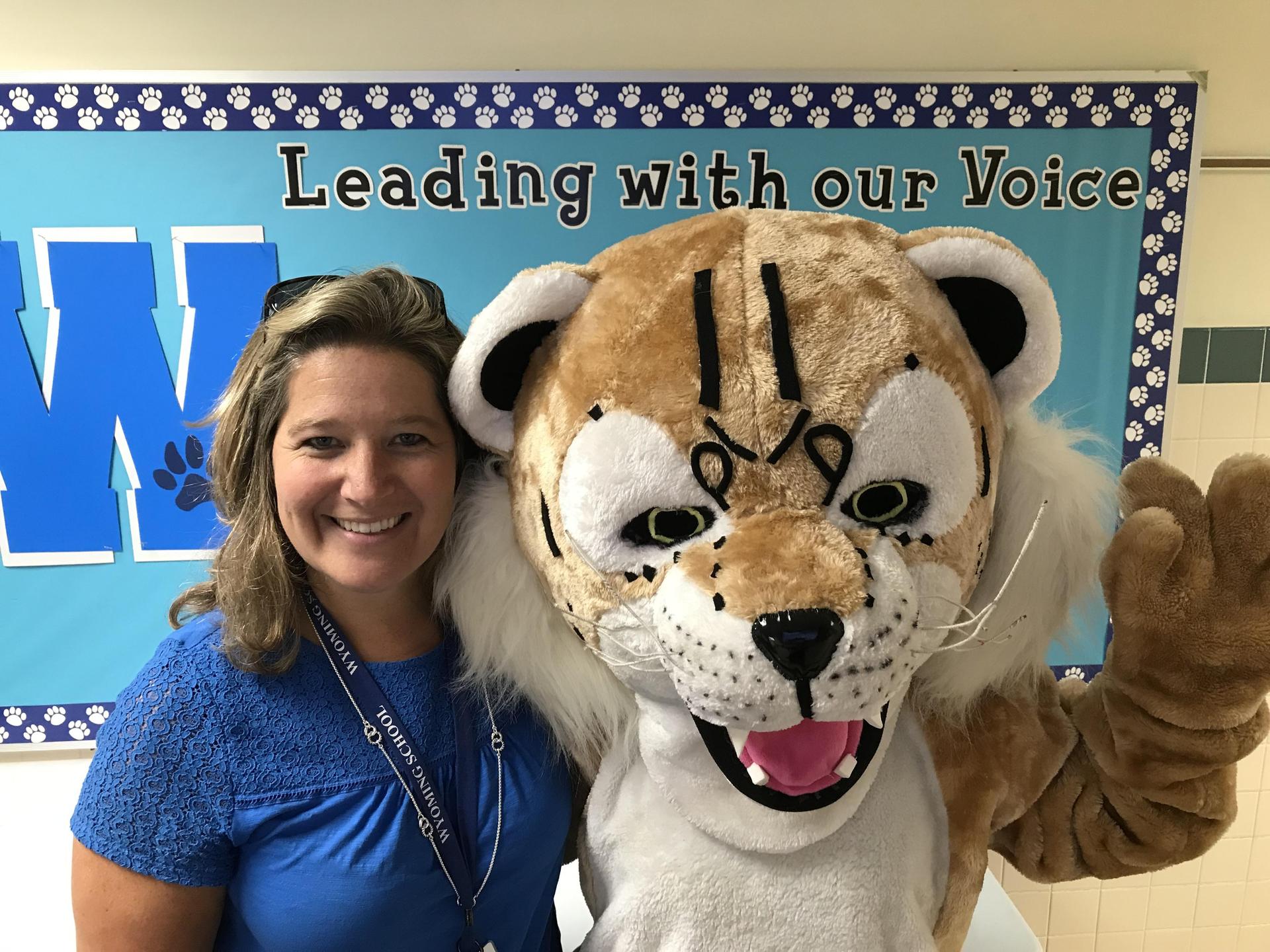 principal with school mascot