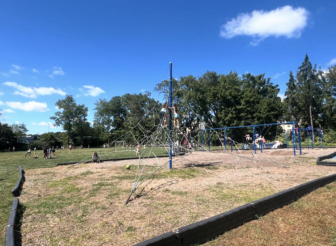 Students playing outside during recess