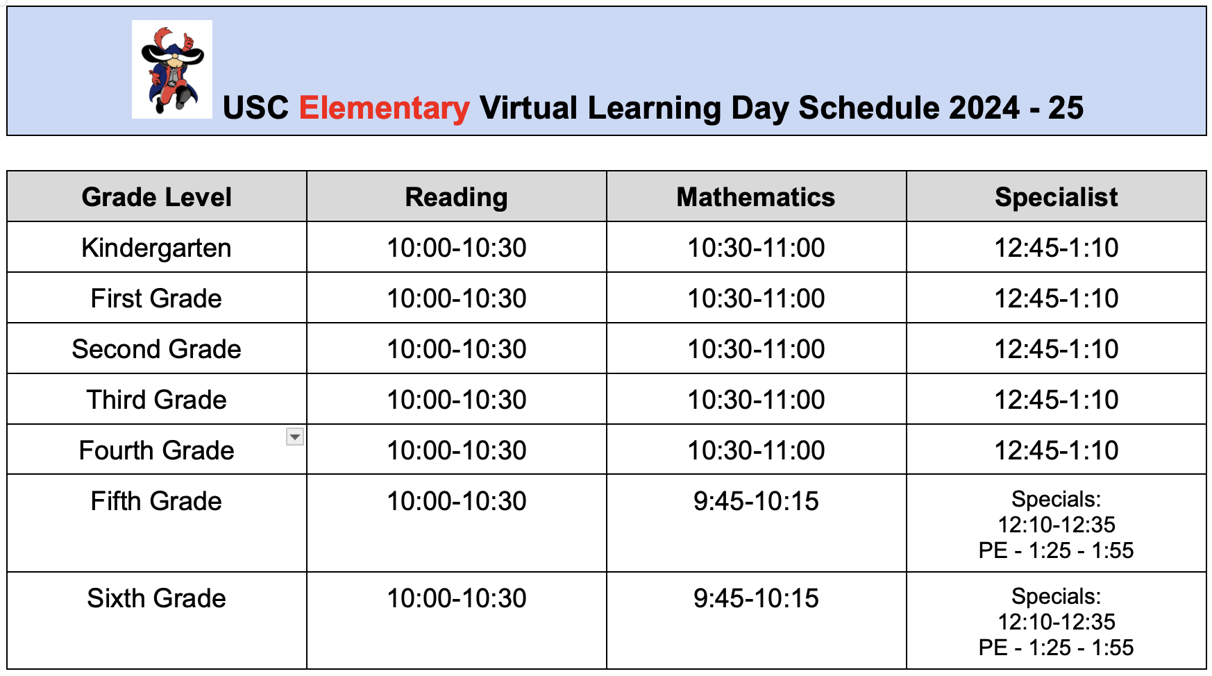 Schedule