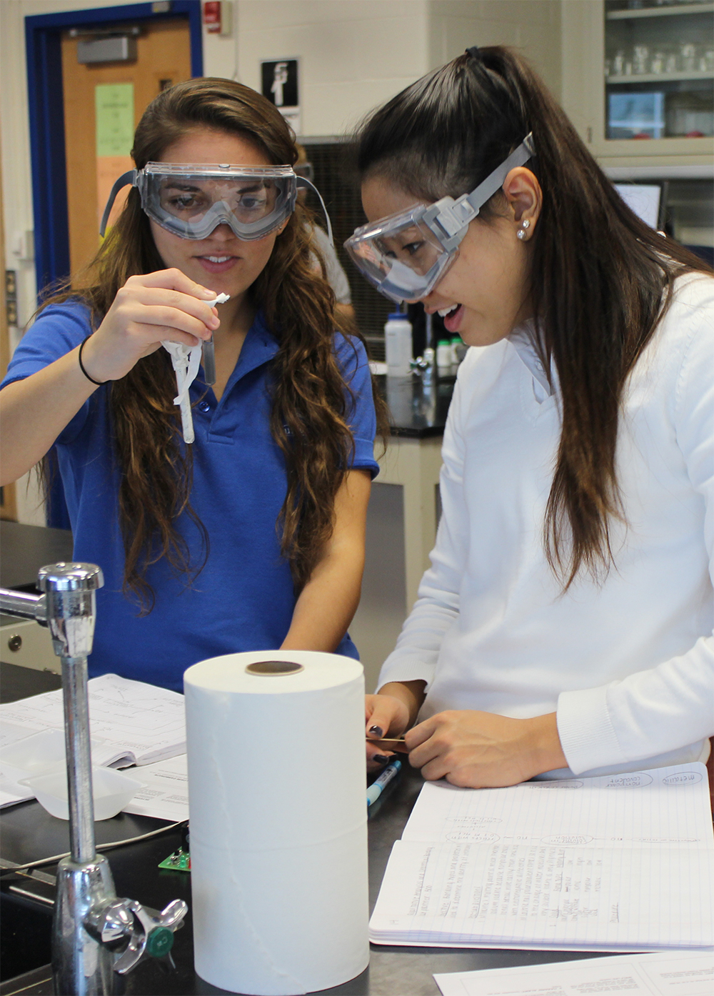 students at science lab