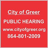 city of greer public Hearing  www.cityofgreer.ong 864-801-2009
