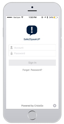 Safe2SpeakUP app for mobile devices