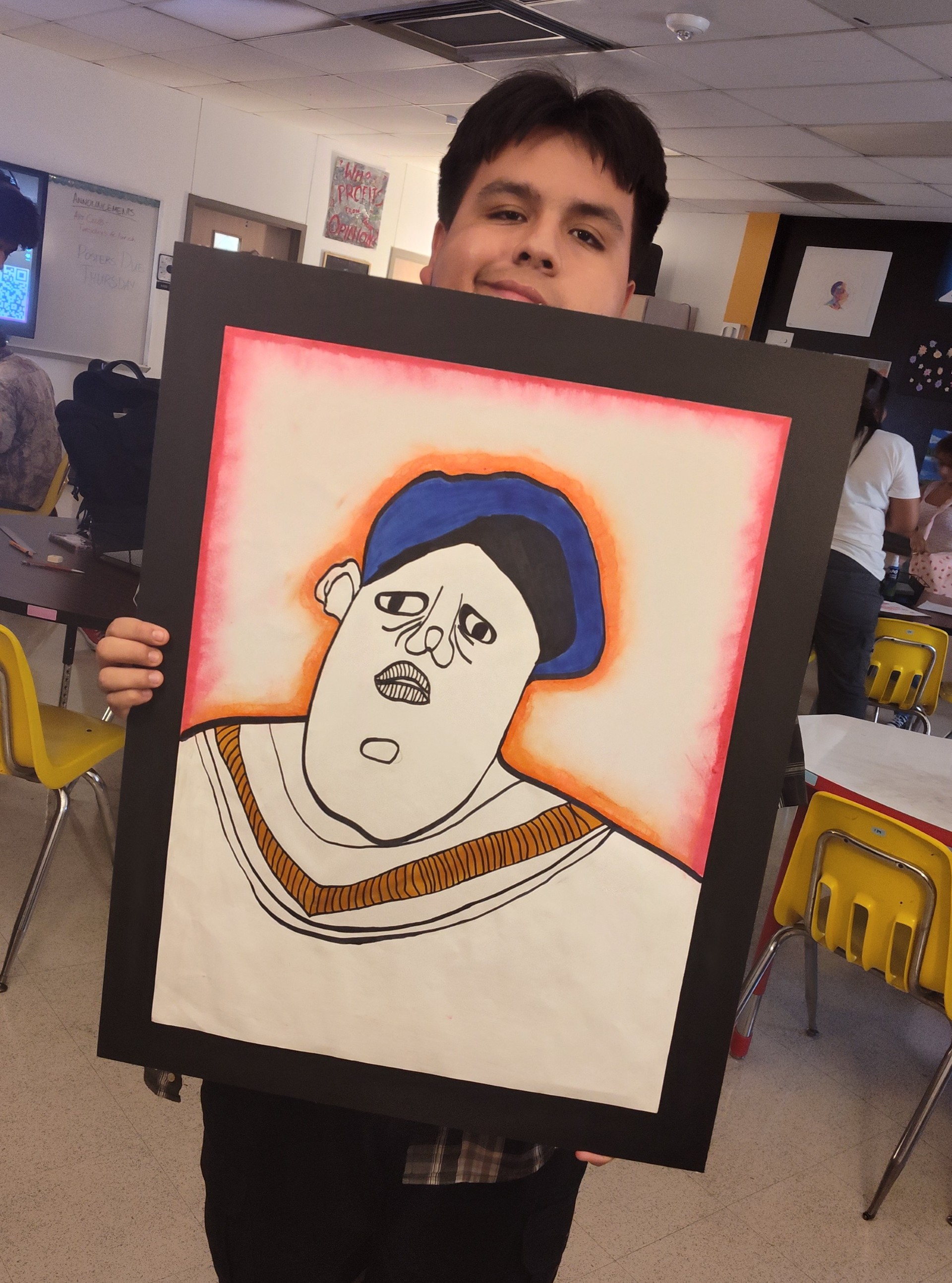 Cristo shows off his commissioned piece