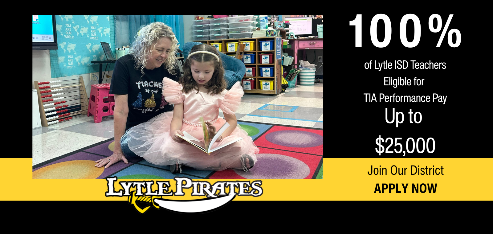 Image of teacher and student with information about teacher compensation