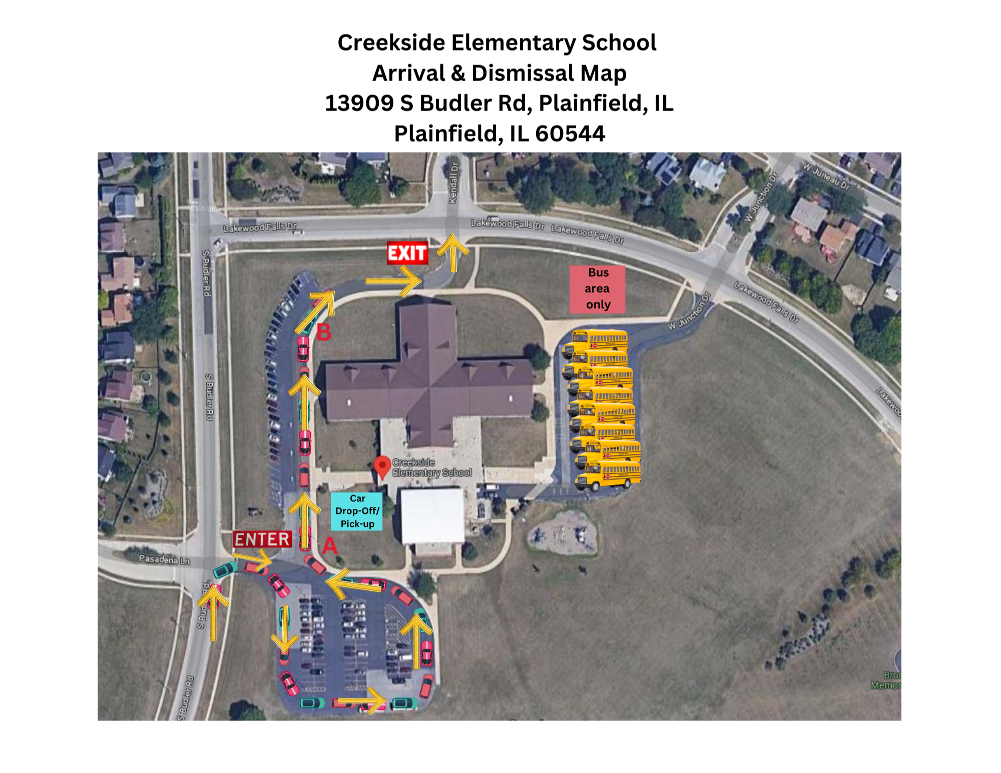 Car Rider and Bus drop off map