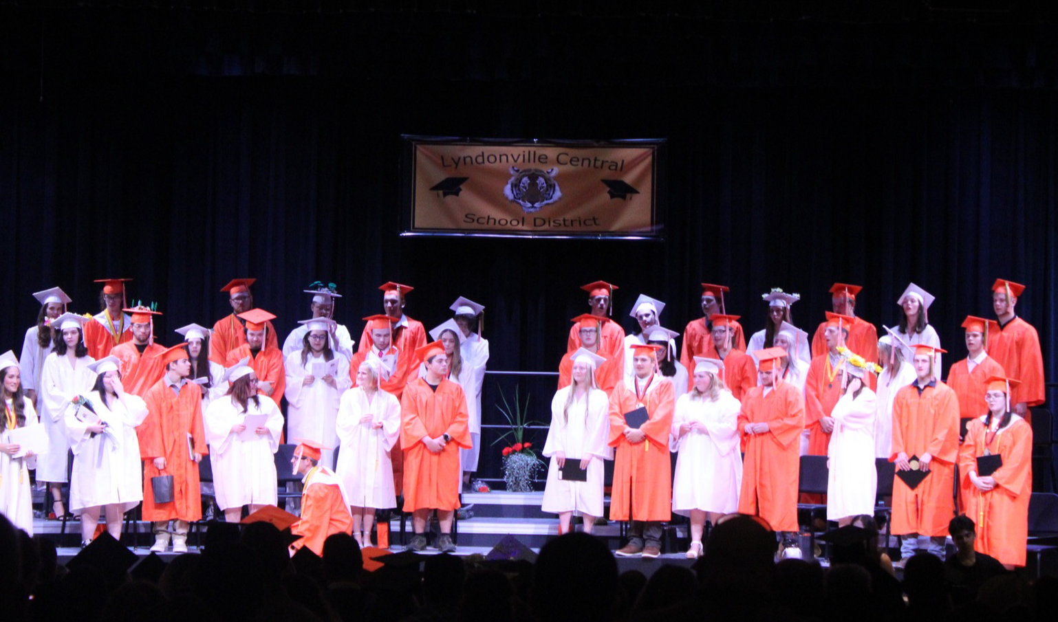 Graduating Seniors on stage at graduation