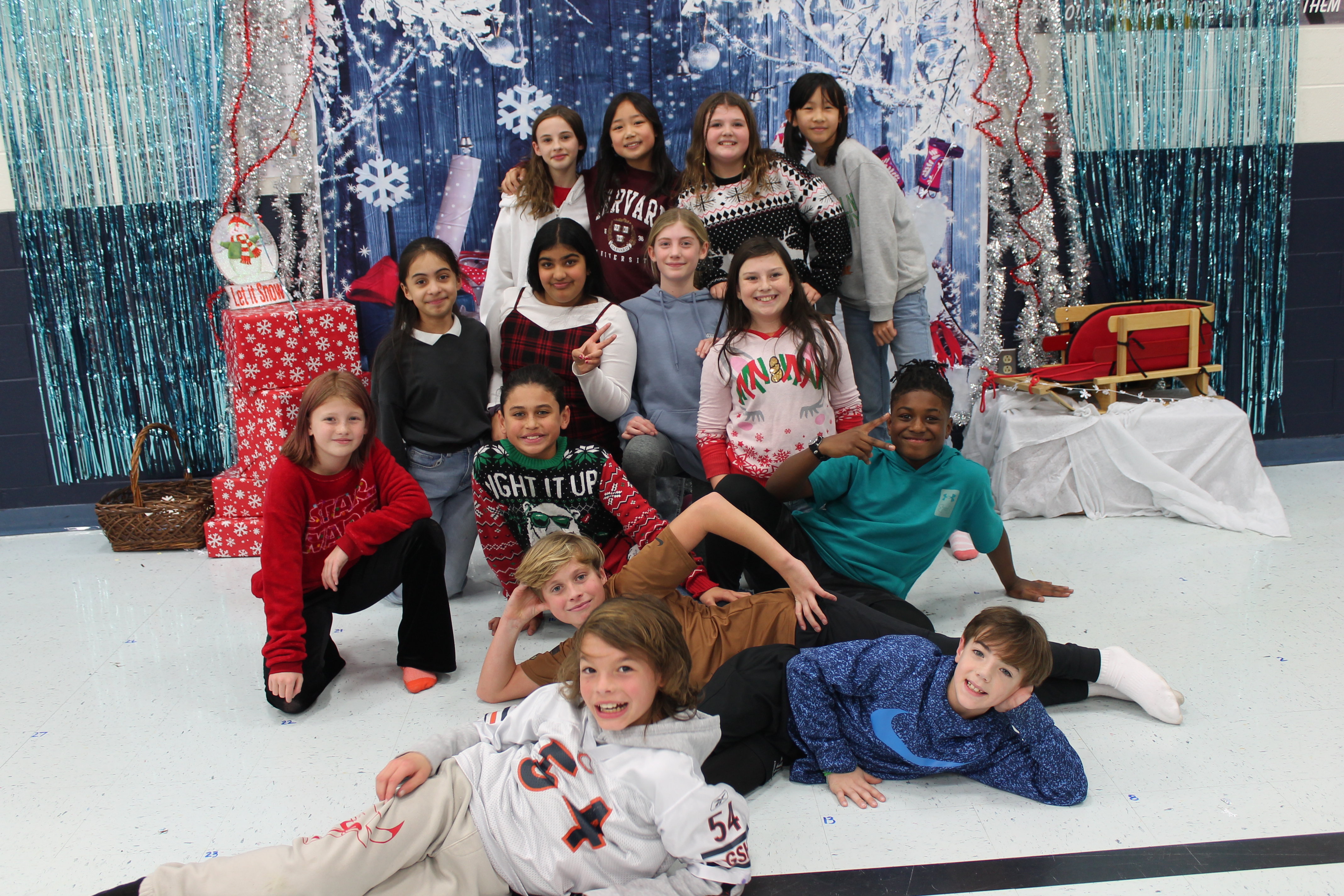 Students enjoy holiday games and crafts at winter-themed parties.