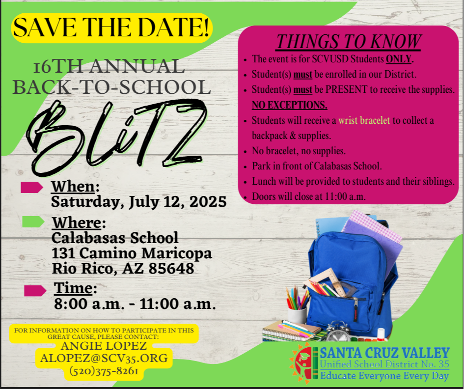 Save the Date Back to School blitz flyer